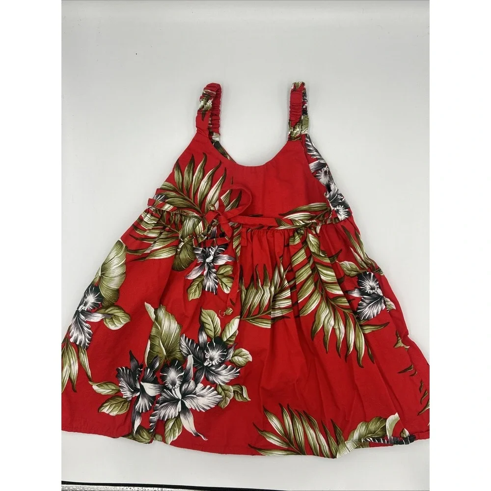 Vintage Aloha Republic Hawaiian Toddler Dress Red‎ Tropical Island Beach Summer